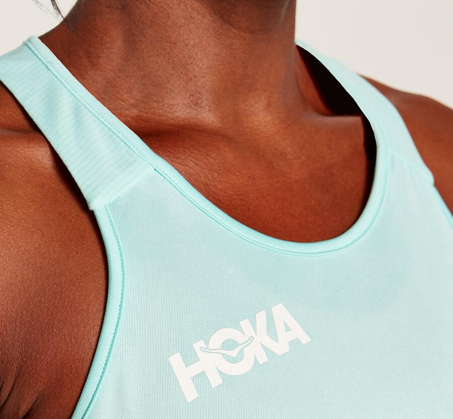 Hoka One One Top Damske Modre - Performance Tank - 29145-HYPK